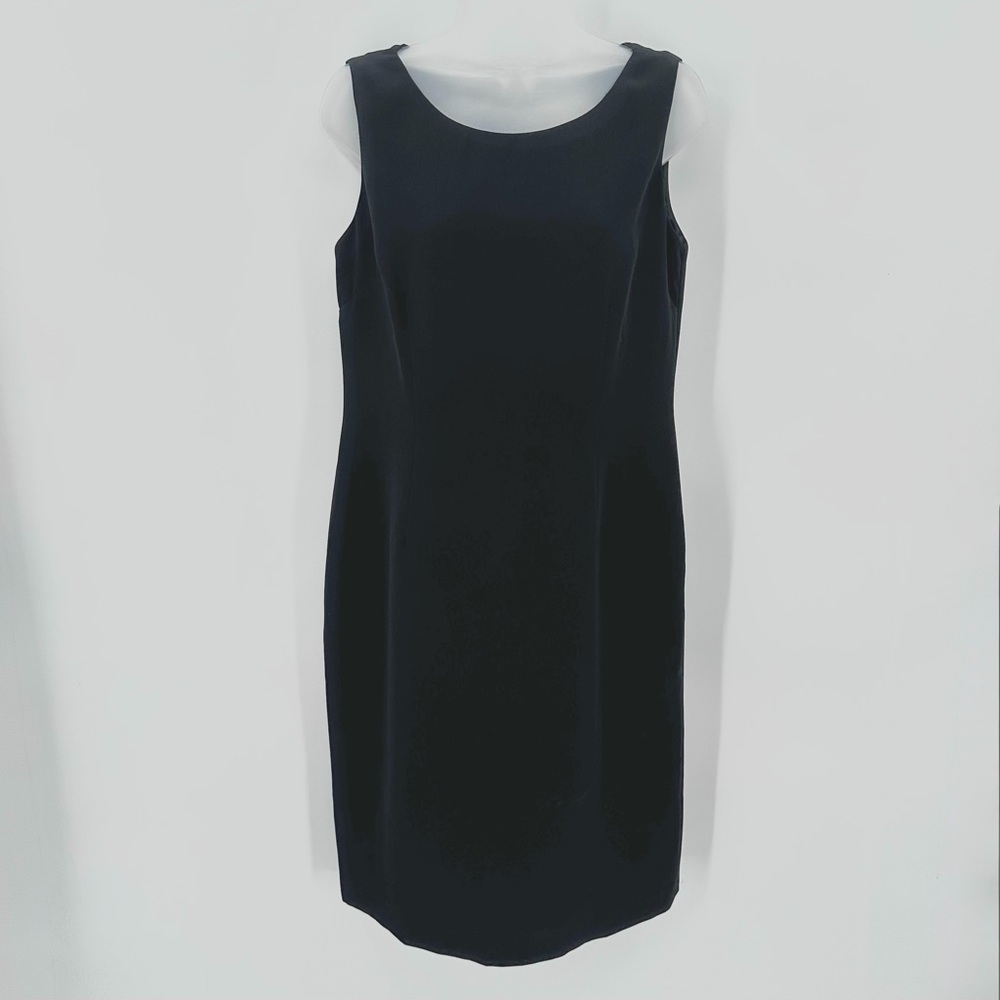 Le Suit Black Sheath Dress Womens 8 Zip Classic Sleeveless Career Classic Black